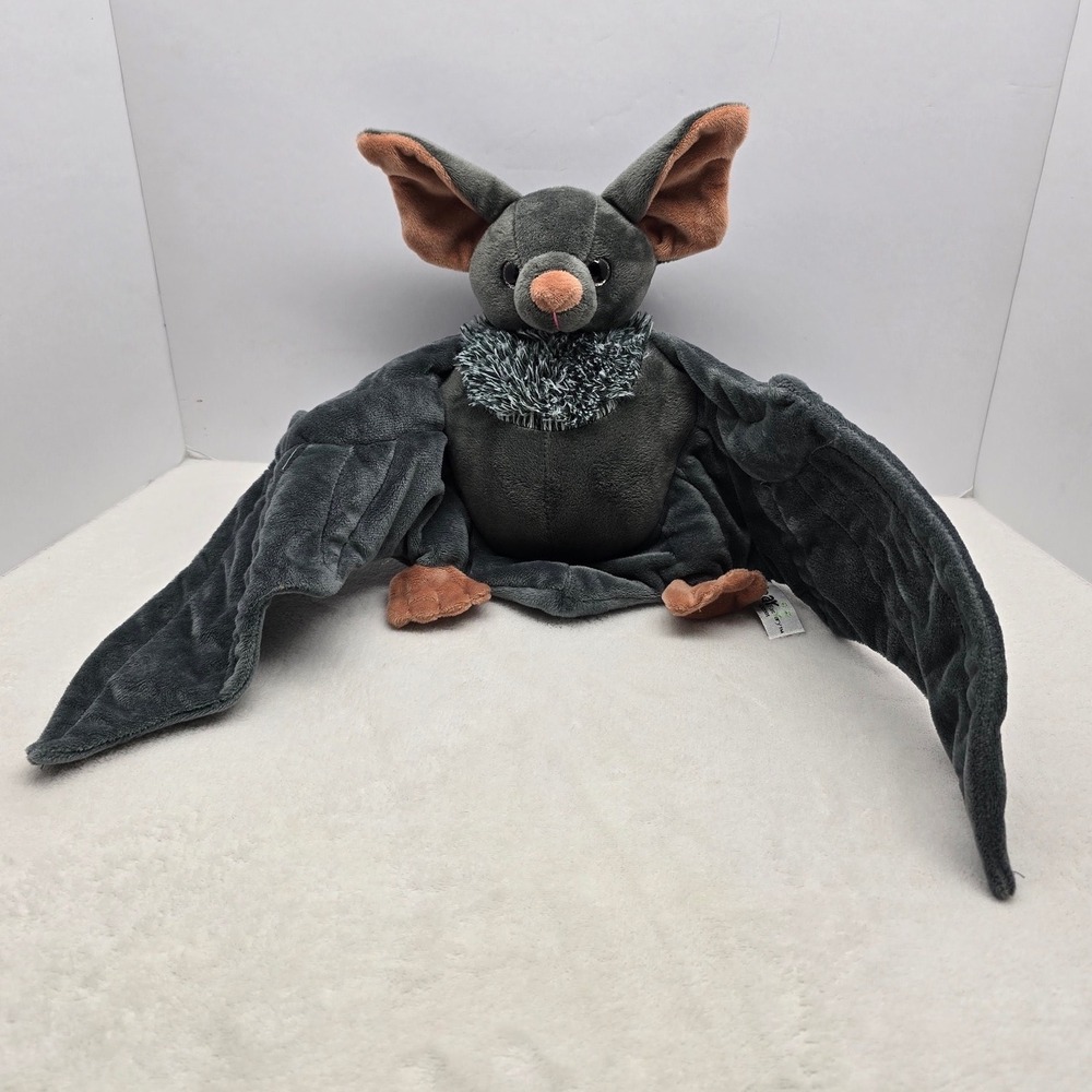 The Bear Factory Plush Bat Gray Brown Fuzzy Neck Halloween